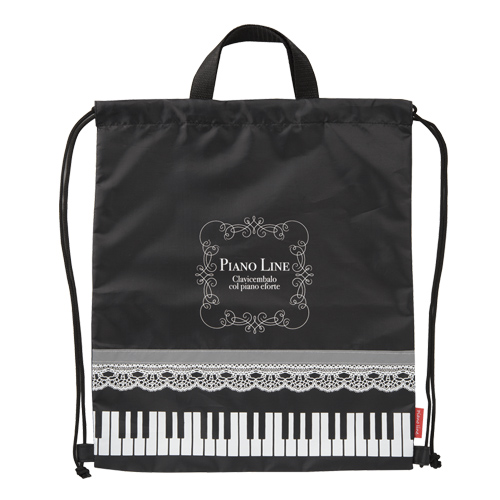 Piano line 反射付きナップサック♪※在庫有りと書いてあっても、お取り寄せ商品は受注後にメーカー注文になります。※☆【音符・小物グッズ-音楽雑貨】【音楽雑貨】 音楽グッズ <br>バレエ発表会 記念品 プレゼントに最適 ♪