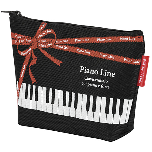 Piano line 舟形ポーチ(リボン) ♪※在庫有りと書いてあっても、お取り寄せ商品は受注後にメーカー注文になります。※☆【音符・小物グッズ−音楽雑貨】【音楽雑貨】 音楽グッズ <br>バレエ発表会 記念品 プレゼントに最適 ♪