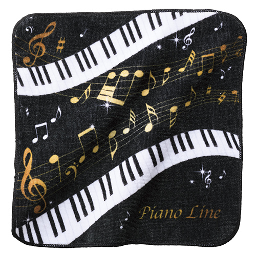 Piano line ハンドタオル(音符) ♪※在庫有りと書いてあっても、お取り寄せ商品は受注後にメーカー注文になります。※☆【音符・小物グッズ-音楽雑貨】【音楽雑貨】 音楽グッズ <br>バレエ発表会 記念品 プレゼントに最適 ♪