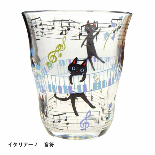 【キュートな黒猫】NEKOにゃ~ごグラス イタリア―ノ 音符☆【プレゼントに最適♪】 【音楽雑貨 ピアノ雑貨】