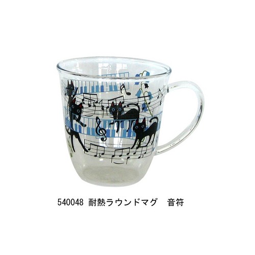 NEKOにゃ〜ご 耐熱ラウンドマグ 音符☆【プレゼントに最適♪】 【音楽雑貨 ピアノ雑貨】