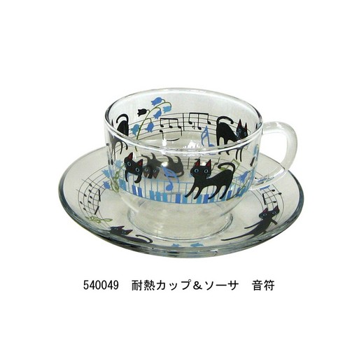NEKOにゃ~ご 耐熱カップ&ソーサ 音符☆【プレゼントに最適♪】 【音楽雑貨 ピアノ雑貨】