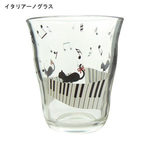 新商品 猫と音符イタリアーノグラス☆【音符・小物グッズ-音楽雑貨】【音楽雑貨】 音楽グッズ <br>バレエ発表会 記念品 プレゼントに最適 ♪