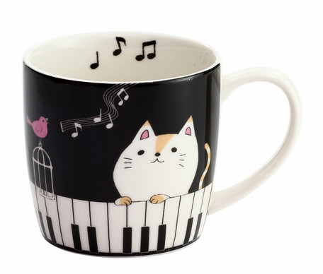 にゃんたマグカップ♪※在庫有りと書いてあっても、お取り寄せ商品は受注後にメーカー注文になります。※☆【音符・小物グッズ−音楽雑貨】【音楽雑貨】 音楽グッズ <br>バレエ発表会 記念品 プレゼントに最適 ♪