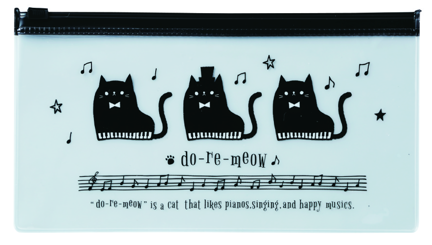 do-re-meow PVC ペンケース※在庫有りと書いてあっても、お取り寄せ商品は受注後にメーカー注文になります。※☆【音符・小物グッズ-音楽雑貨】【音楽雑貨】 音楽グッズ <br>バレエ発表会 記念品 プレゼントに最適 ♪