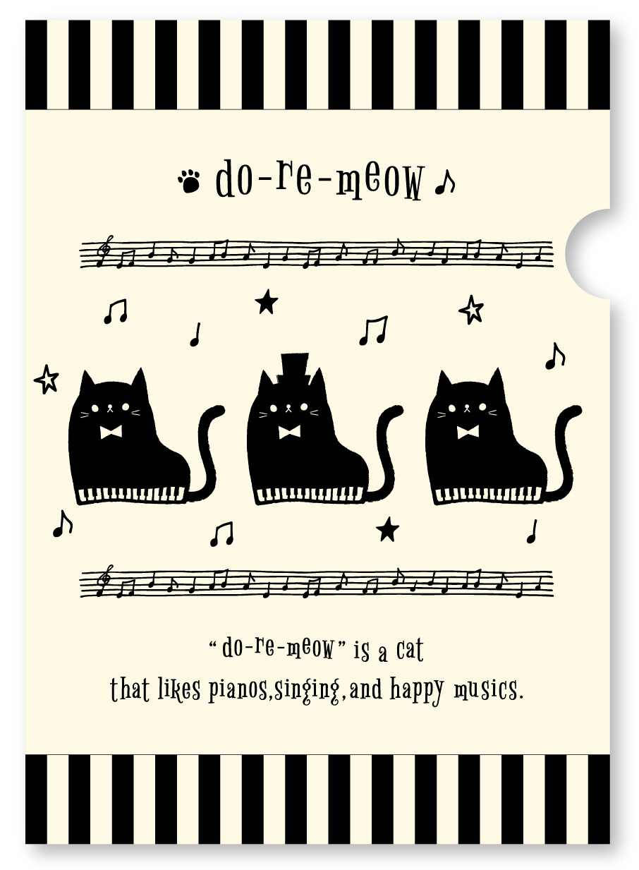 do-re-meow A4 クリアファイル※在庫有りと書いてあっても、お取り寄せ商品は受注後にメーカー注文になります。※☆【音符・小物グッズ-音楽雑貨】【音楽雑貨】 音楽グッズ <br>バレエ発表会 記念品 プレゼントに最適 ♪