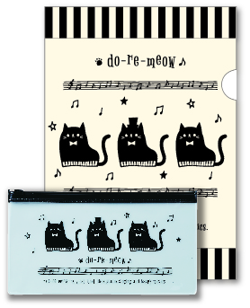 do-re-meow A4 クリアファイル&PVC ペンケースセット※在庫有りと書いてあっても、お取り寄せ商品は受注後にメーカー注文になります。※☆【音符・小物グッズ-音楽雑貨】【音楽雑貨】 音楽グッズ <br>バレエ発表会 記念品 プレゼントに最適 ♪