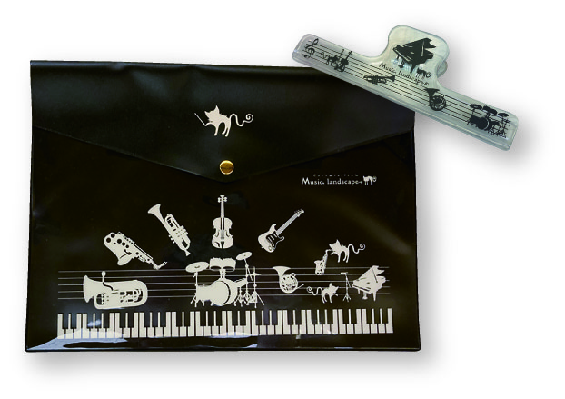 A4フラットケース＆ロングクリップセット♪※在庫有りと書いてあっても、お取り寄せ商品は受注後にメーカー注文になります。※☆【音符・小物グッズ－音楽雑貨】【音楽雑貨】  音楽グッズ  <br>バレエ発表会 記念品 プレゼントに最適 ♪