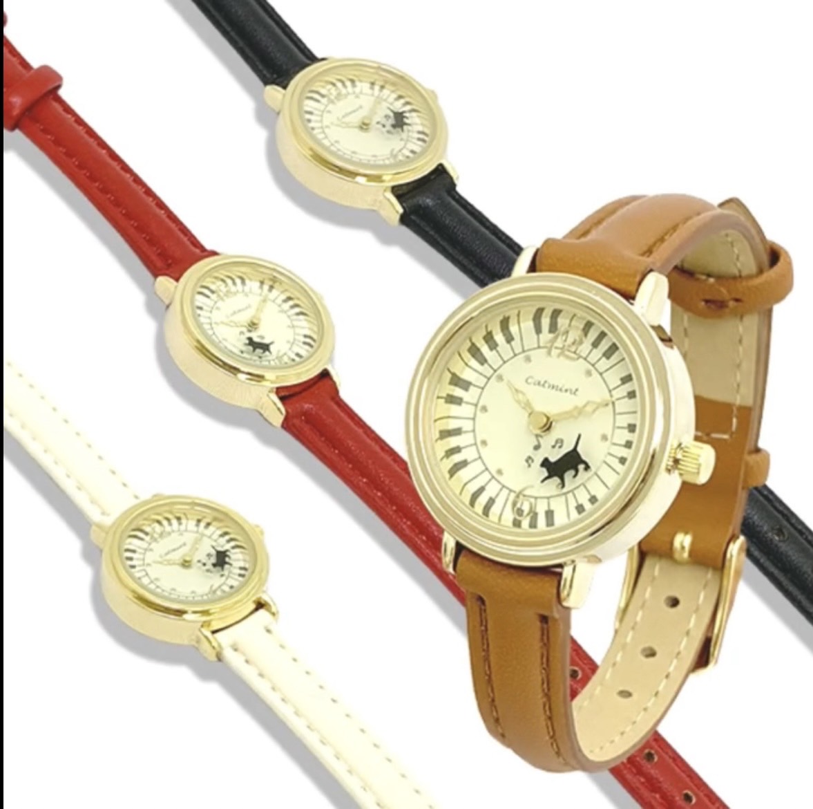 
腕時計　ピアノロールキャット♪※在庫有りと書いてあっても、お取り寄せ商品は受注後にメーカー注文になります。※☆【音符・小物グッズ－音楽雑貨】【音楽雑貨】  音楽グッズ  <br>バレエ発表会 記念品 プレゼントに最適 ♪