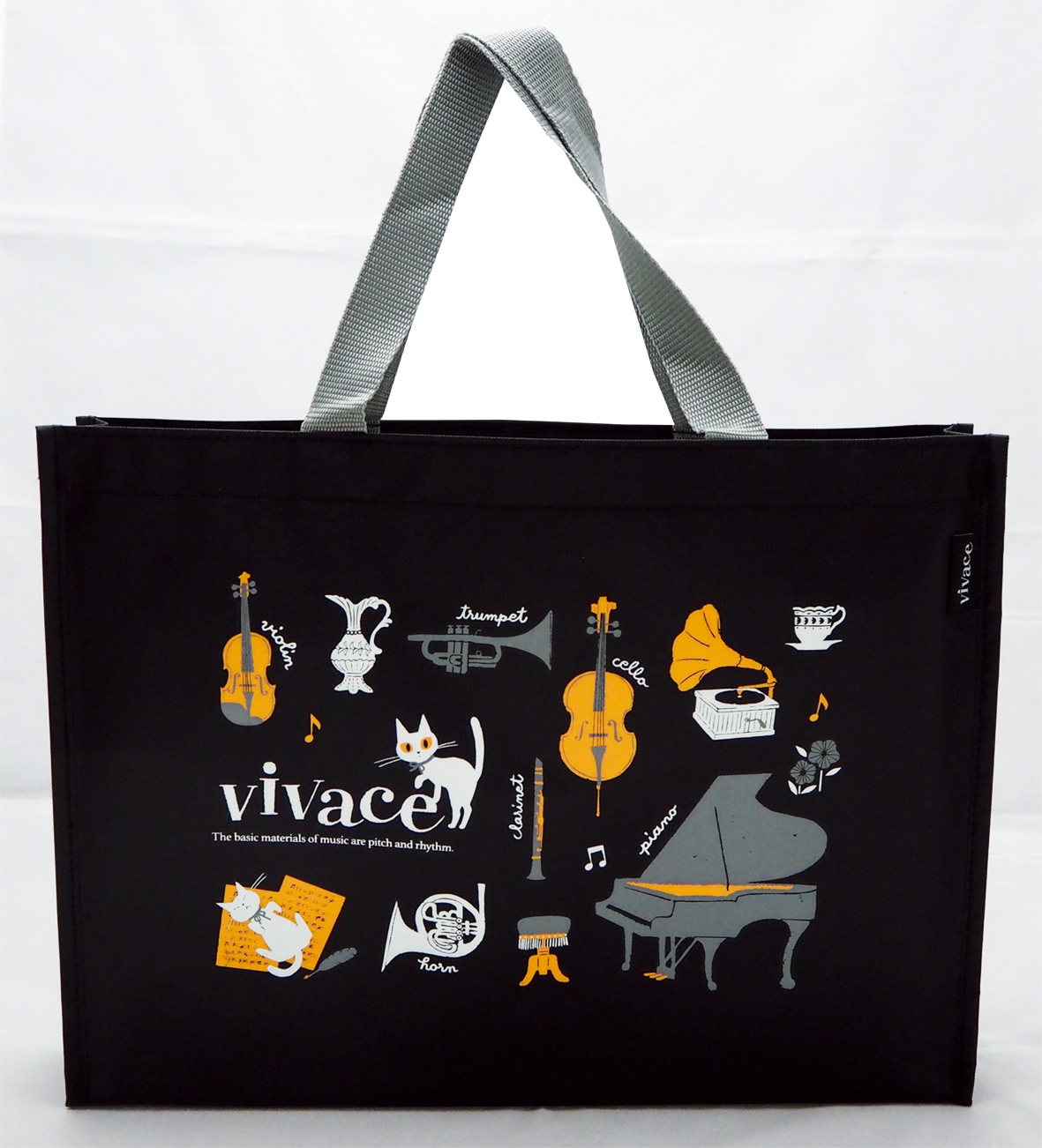 レッスントートバッグ vivace ♪※在庫有りと書いてあっても、お取り寄せ商品は受注後にメーカー注文になります。※☆【音符・小物グッズ-音楽雑貨】【音楽雑貨】 音楽グッズ <br>バレエ発表会 記念品 プレゼントに最適 ♪
