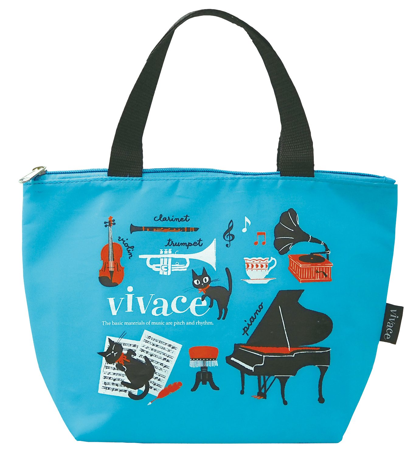 ランチトートバッグ vivace♪※在庫有りと書いてあっても、お取り寄せ商品は受注後にメーカー注文になります。※☆【音符・小物グッズ-音楽雑貨】【音楽雑貨】 音楽グッズ <br>バレエ発表会 記念品 プレゼントに最適 ♪
