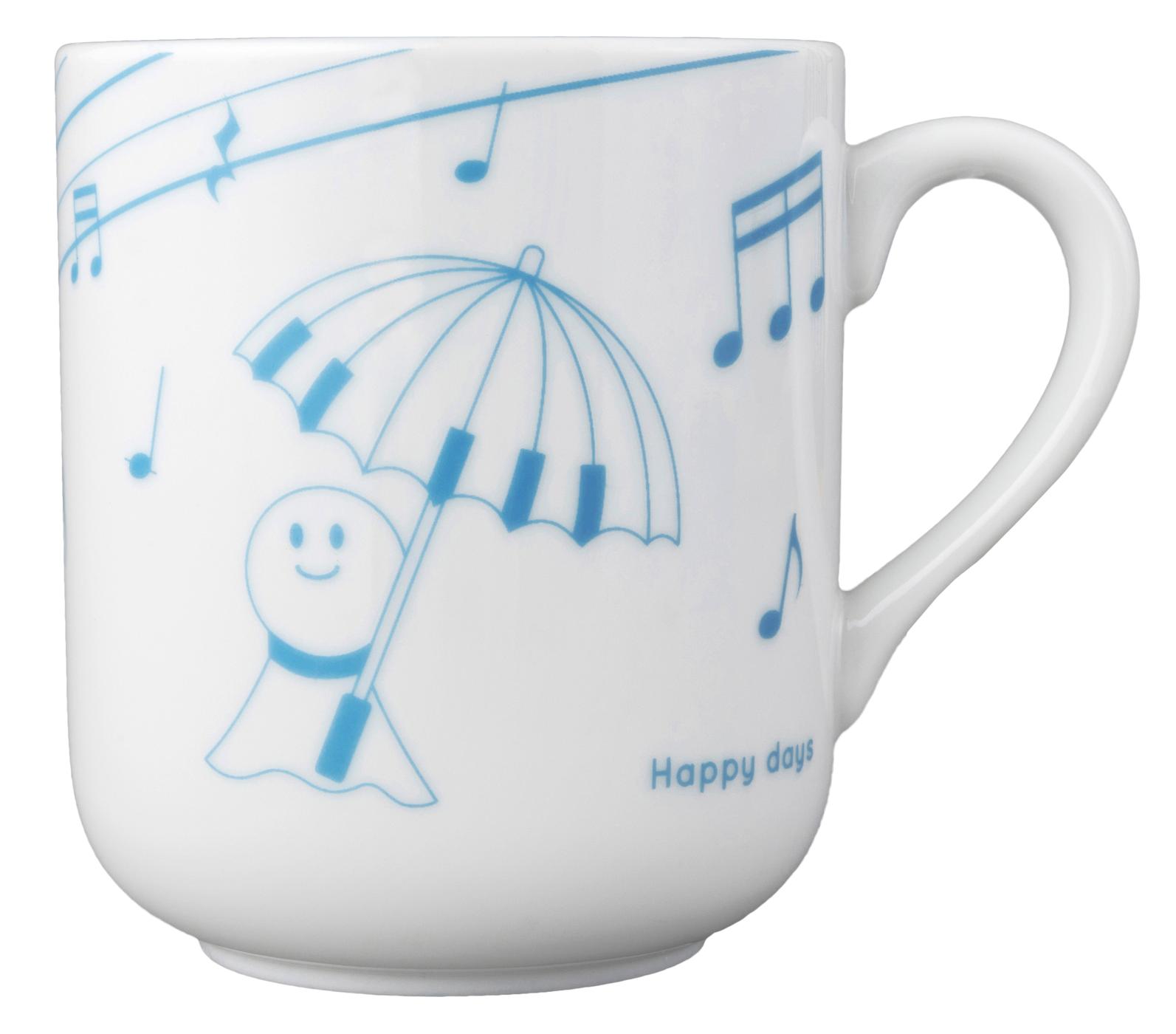 マグカップ Happy days♪ ♪※在庫有りと書いてあっても、お取り寄せ商品は受注後にメーカー注文になります。※☆【音符・小物グッズ-音楽雑貨】【音楽雑貨】 音楽グッズ <br>バレエ発表会 記念品 プレゼントに最適 ♪