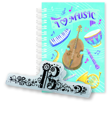 リングメモ&ロングクリップセット Music Life I Love Music ※在庫有りと書いてあっても、お取り寄せ商品は受注後にメーカー注文になります。※☆【音符・小物グッズ-音楽雑貨】【音楽雑貨】 音楽グッズ <br>バレエ発表会 記念品 プレゼントに最適 ♪