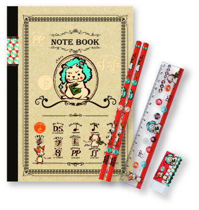 がくふのよみかた ノート&文具セット♪※在庫有りと書いてあっても、お取り寄せ商品は受注後にメーカー注文になります。※☆【音符・小物グッズ-音楽雑貨】【音楽雑貨】 音楽グッズ <br>バレエ発表会 記念品 プレゼントに最適 ♪